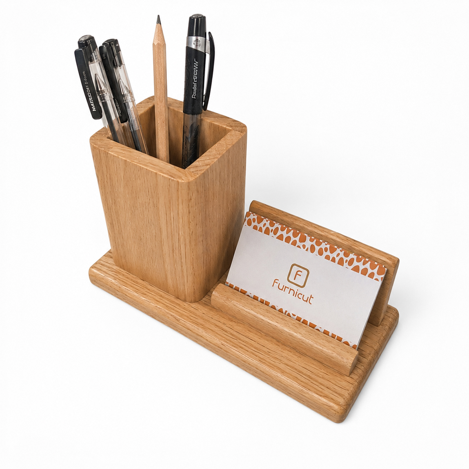 Wooden Desk Organizer with Card Stand
