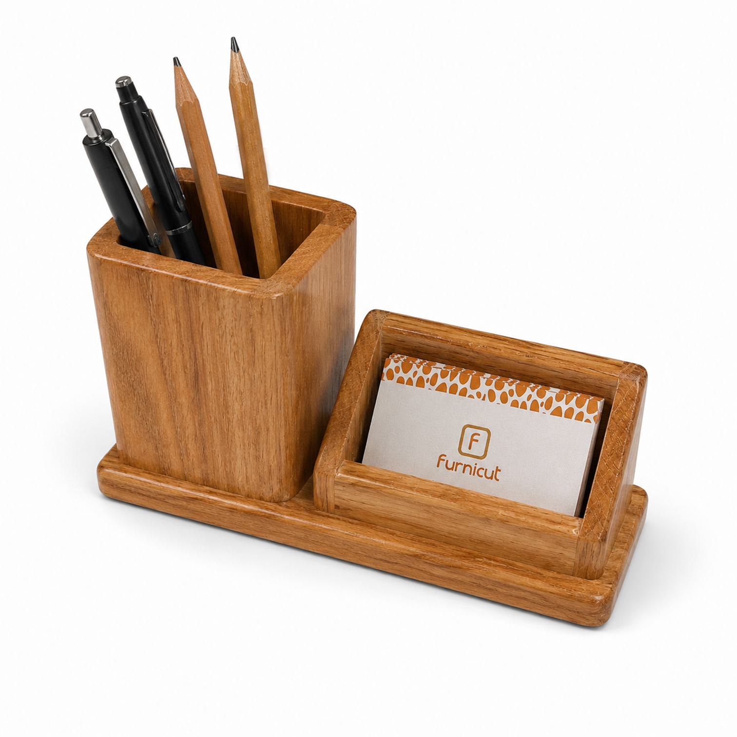 Furnicut Premium Wood Pen & Business Card Holder