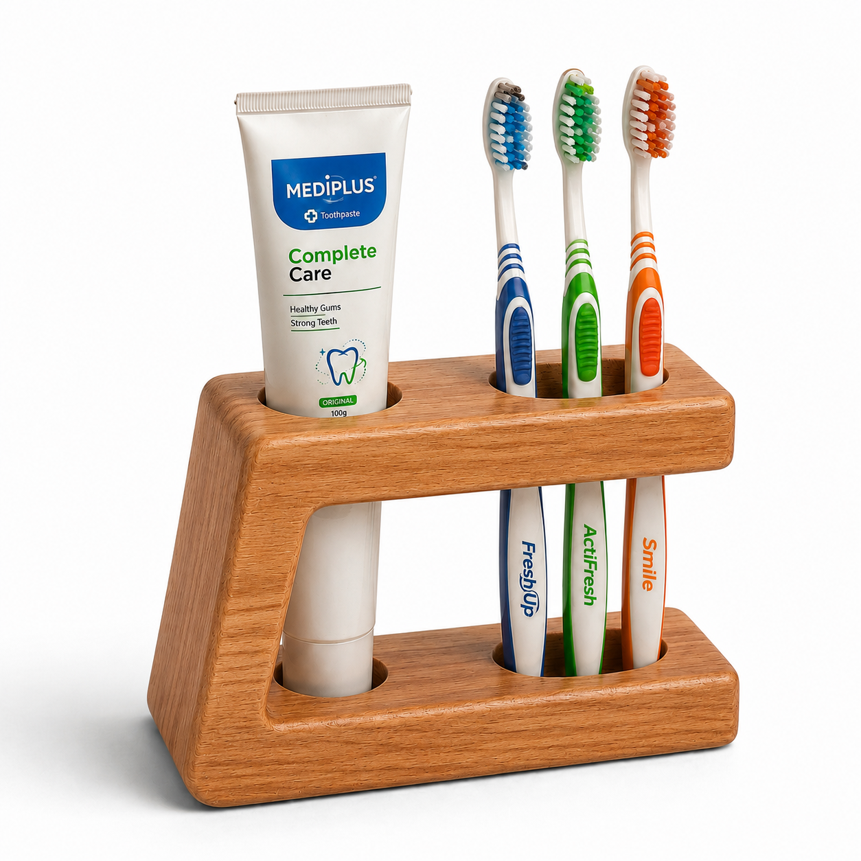 Wooden Toothbrush & Toothpaste Holder