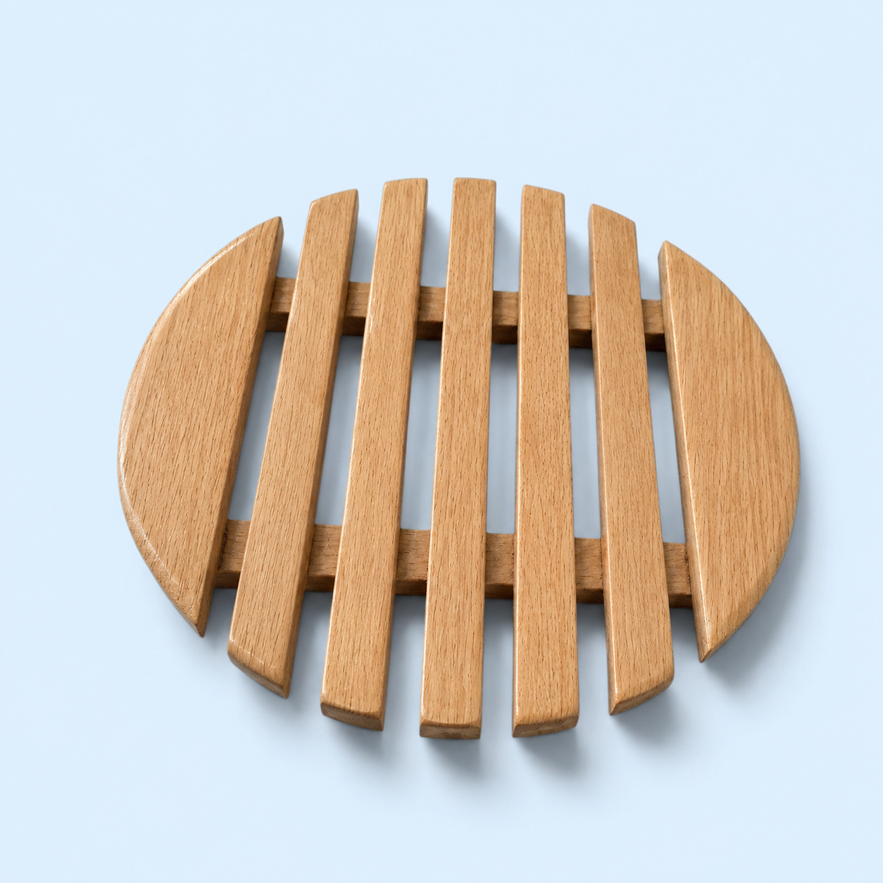 Round Wooden Slat Trivet