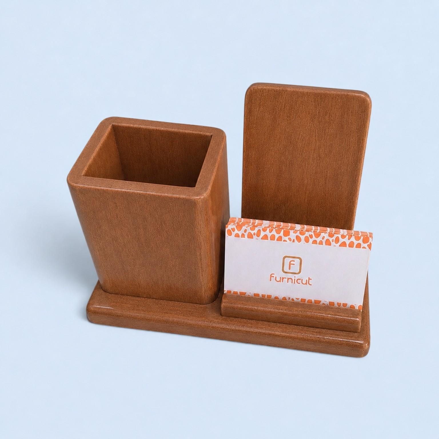 Wooden Desk Organizer with Phone & Card Stand